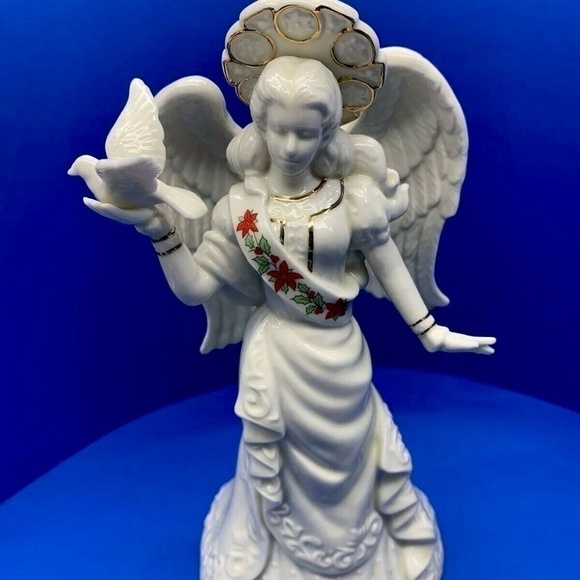 𝅺Sf Music Box Porcelain Angel/Gold Trim - Picture 2 of 6